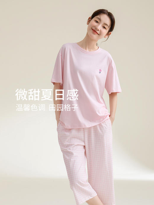 康妮雅女式短袖中裤套头套装 商品图3