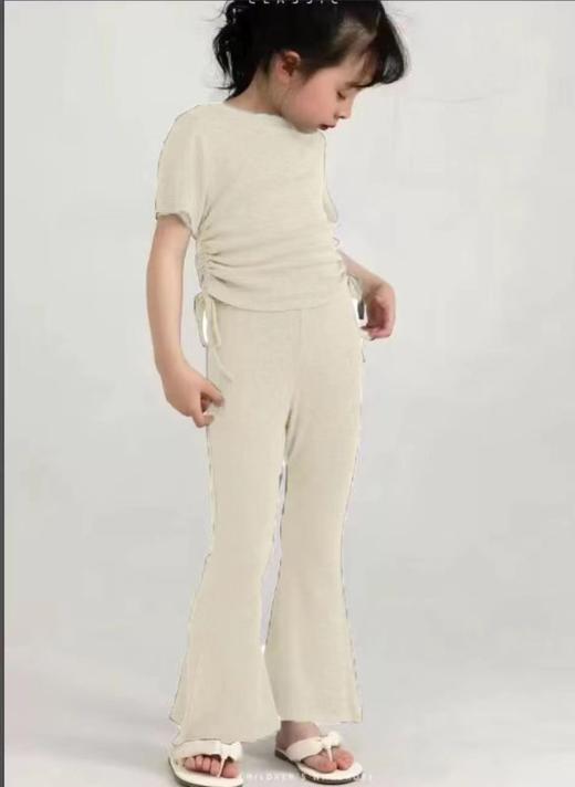 【超舒适！韩版女童短袖套装】夏季装2024新款宝宝喇叭裤子超薄款休闲两件套潮 商品图8