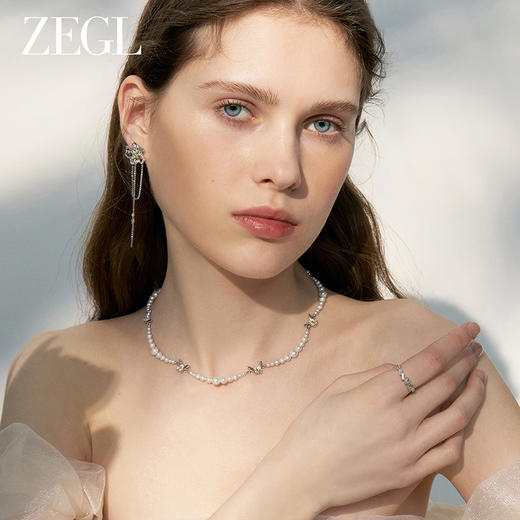 ZEGL设计师绿野漫迹系列925银人造珍珠项链女2024新款蝴蝶锁骨链 商品图3