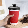 喇叭花咖啡纸杯一次性新中式双层瓦楞加厚鲜奶茶外卖杯子带茶杯盖 商品缩略图0