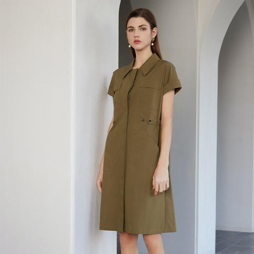 【衬衫款棉质连衣裙】24年春夏新品女士棉质中长款连衣裙 商品图0