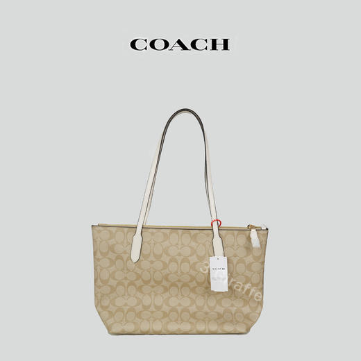 COACH/蔻驰Zip Tote 30拉链开合奶白色托特包单肩包女款4455  #美国直邮 商品图0
