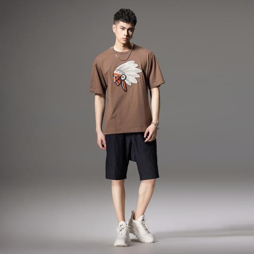 PINLI品立夏季新款印第安人贴布绣圆领短袖T恤男BG242111030 商品图3