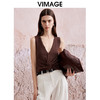 VIMAGE纬漫纪夏季新款V领扭结设计气质高级感深卡其针织背心上衣V2101725 商品缩略图5