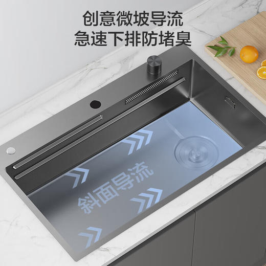 九牧（JOMOO）不锈钢抗菌耐刮飞雨瀑布水槽阶梯式厨房洗菜盆 78*48 06299-CZ-1 商品图4