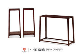 红桥红  家具严选  血檀（染料紫檀）【 赞比亚紫檀花几成对及四面平小案三件套】