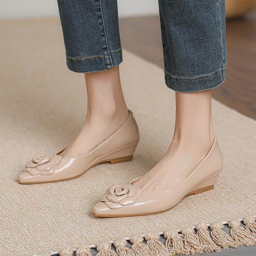 【预售5天】山茶花法式软底单软面单鞋，浅口瓢鞋坡跟豆豆鞋工作鞋MBJR&739 商品图2