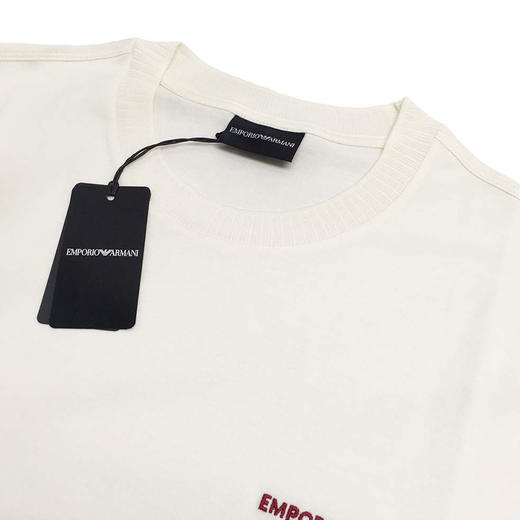 EMPORIO ARMANI 阿玛尼 男士字母刺绣徽标棉质圆领短袖T恤 米色 3D1TN3 1JOCZ 0165 商品图2