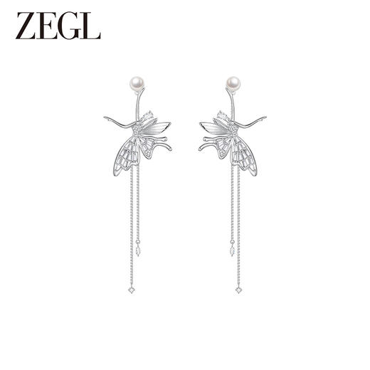 ZEGL设计师绿野漫迹系列蝴蝶耳环女2024新款流苏耳钉精灵耳饰品 商品图4