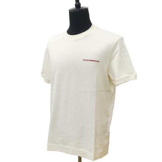 EMPORIO ARMANI 阿玛尼 男士字母刺绣徽标棉质圆领短袖T恤 米色 3D1TN3 1JOCZ 0165 商品图0