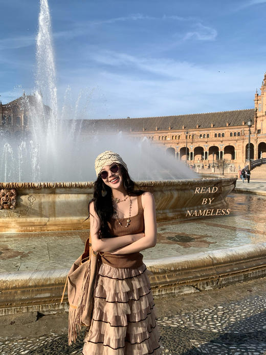 Read Nameless /冰爽丝棕色显瘦背心+西班牙咖色蛋糕裙 商品图12