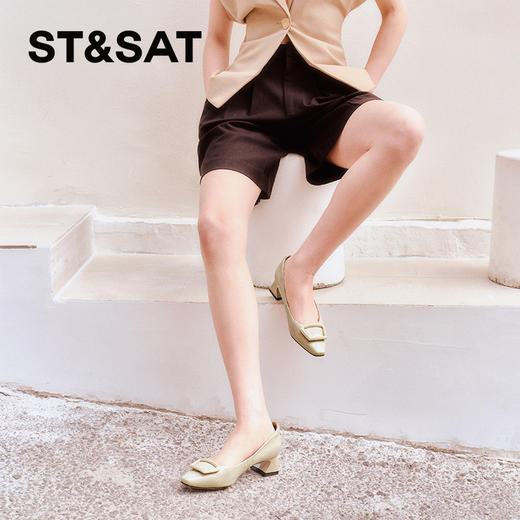 星期六简约方扣粗跟单鞋SSC1111580 商品图5