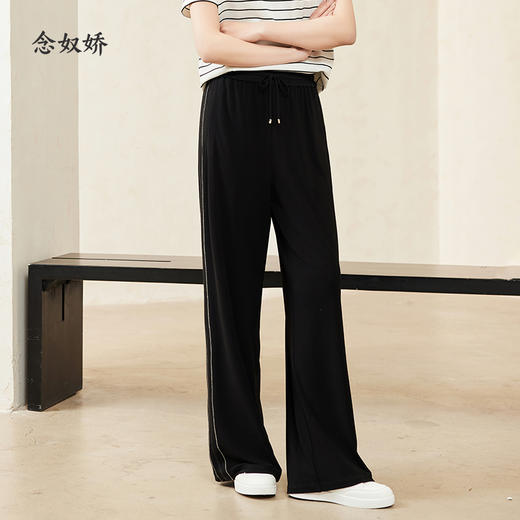 【商场同款】CNT4366  三醋酸气质款直筒裤 黑色好搭款 舒适透气阔腿裤 商品图0