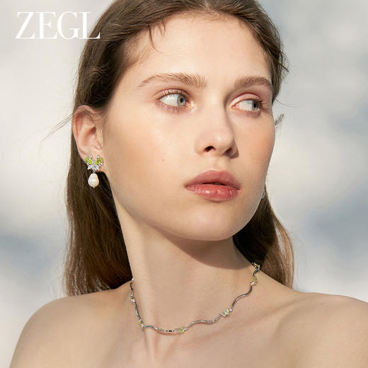 ZEGL设计师绿野漫迹系列925银人造珍珠耳环2024款耳钉蝴蝶耳饰女 商品图1