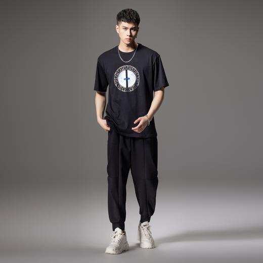 PINLI品立新中式2024夏季新款中国风贴布短袖T恤男士圆盘烫钻上衣BG242111037 商品图3