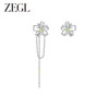ZEGL设计师绿野漫迹系列925银蝴蝶耳环女2024款耳钉绿色花朵耳饰 商品缩略图3