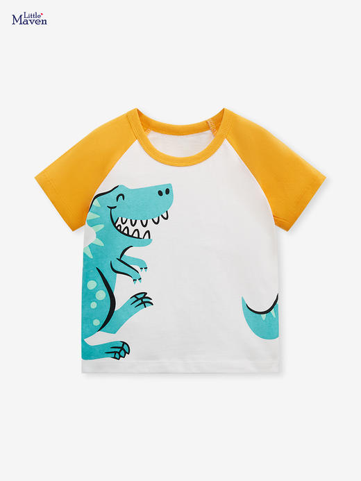 【萌趣可爱运动T恤】Little maven欧美儿童T恤卡通恐龙儿童上衣纯棉短袖夏 季童T恤 商品图0