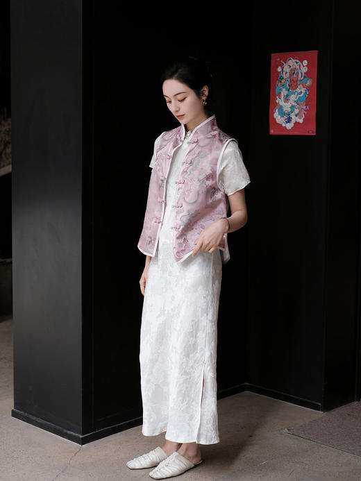 瑕疵|盛唐牡丹 |闲云野鹤宋锦对襟马甲[特价品] 商品图7