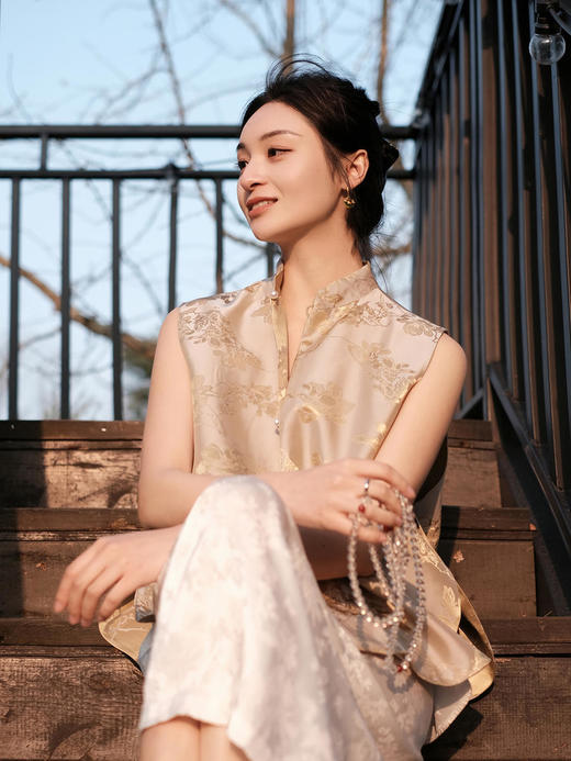 盛唐牡丹 |玉兰花真丝双面穿马甲 商品图7