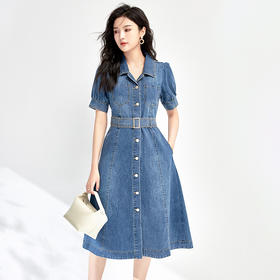 气质休闲，百搭收腰显瘦遮肉牛仔连衣裙WLZD-2409313