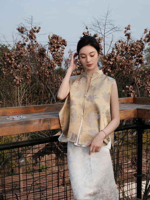 盛唐牡丹 |玉兰花真丝双面穿马甲 商品图11