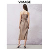 VIMAGE纬漫纪夏季新款气质慵懒荡领系带围裹开叉醋纤吊带连衣裙V2107720 商品缩略图4