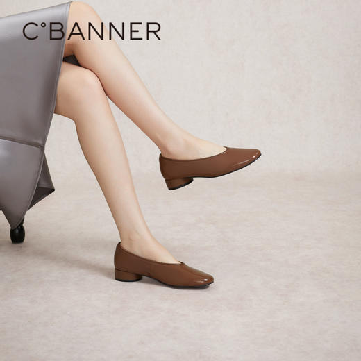 千百度低跟复古圆头单鞋女春季小香风温柔风晚晚鞋真皮A24145254 商品图2