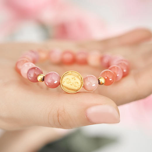 大英博物馆 盖亚·安德森猫和她的朋友们系列 蜜桃系盐源玛瑙 手链 送朋友 送闺蜜 节庆礼物 生日礼物 商品图2