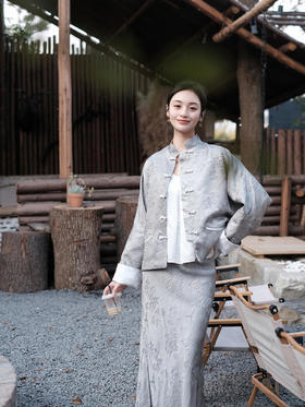 盛唐牡丹 | 玛瑙灰喜上眉梢提花外套