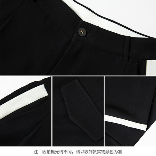 【商场同款】CNT4356 “ 摩登率性直筒裤 ”  长直筒裤型 悬垂抗皱的材质舒适好穿  更带来都市的松弛时髦感 侧面米白拼接，色调鲜明 行走间灵动帅气 商品图7
