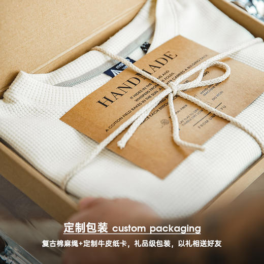 工装优选 美式复古圆领针织华夫格T恤宽松正肩重磅短袖打底衫男夏 商品图3