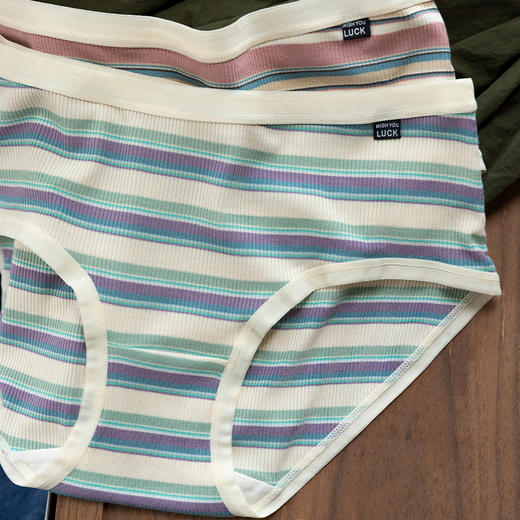靴下物内裤女士西海岸美式彩虹条纹夏季薄款中腰三角裤舒适高弹力 商品图3