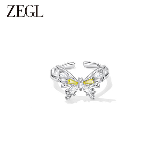 ZEGL设计师绿野漫迹系列925银蝴蝶戒指女小众设计开口指环食指戒 商品图3