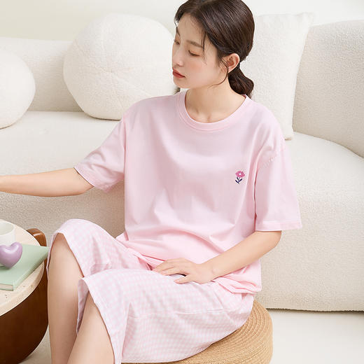 康妮雅女式短袖中裤套头套装 商品图1