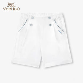 英氏白色短裤梭织男女宝宝23年新款夏季透气薄款裤子YRKEJ2P351A