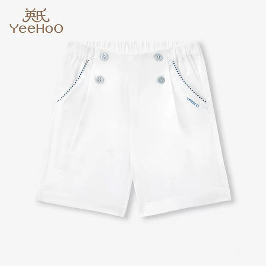 英氏白色短裤梭织男女宝宝23年新款夏季透气薄款裤子YRKEJ2P351A 商品图0