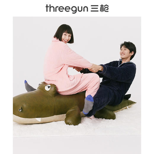 Threegun三枪 【牛奶绒】压花夹棉翻领开襟男士家居套家居服-81959D011 商品图2