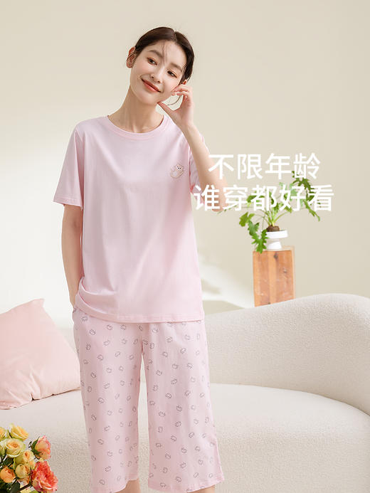 康妮雅女式短袖中裤套头套装 商品图2