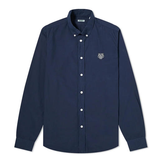 KENZO 高田贤三 男士虎头徽标刺绣棉质长袖衬衫 深蓝色 FA55 CH400 1LA 77 商品图0