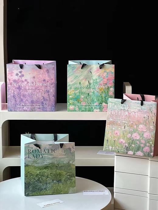 【春日上新】原野油画风手提袋（10个/包）28*28*28cm 商品图1