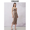 VIMAGE纬漫纪夏季新款气质慵懒荡领系带围裹开叉醋纤吊带连衣裙V2107720 商品缩略图1