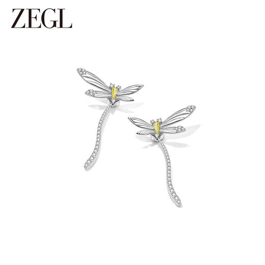 ZEGL设计师绿野漫迹系列925银蝴蝶耳环女2024新款蜻蜓耳钉耳饰品 商品图3