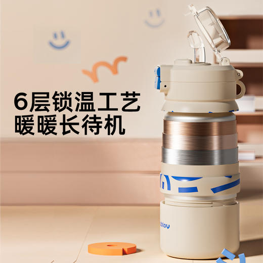 bablov儿童保温杯吸管水杯女孩食品级316L不锈钢男孩上学专用杯子 商品图1