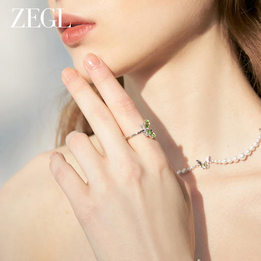 ZEGL设计师绿野漫迹系列925银蝴蝶戒指女小众设计指环开口食指戒 商品图1
