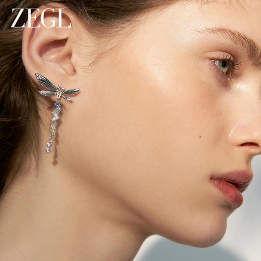 ZEGL设计师绿野漫迹系列925银流苏耳环2024新款耳钉春天蝴蝶耳饰 商品图3