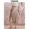 VIMAGE纬漫纪夏季新款不对称剪裁开叉包臀高腰缎面气质半身裙V2106719 商品缩略图4