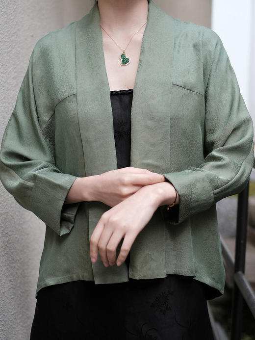 盛唐牡丹 |沧浪绿罗底香云纱外套 商品图1