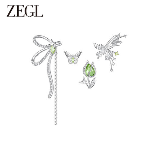 【ZEGL耳妆盘】设计师绿野漫迹系列925银蝴蝶耳环女耳钉耳夹耳饰 商品图3