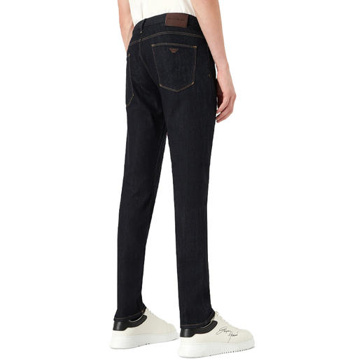 EMPORIO ARMANI 阿玛尼 男士徽标贴花牛仔布修身斜纹牛仔裤 蓝色 8N1J06 1D5QZ 0941 商品图2