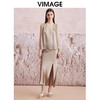VIMAGE纬漫纪夏季新款不对称剪裁开叉包臀高腰缎面气质半身裙V2106719 商品缩略图1